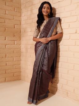 Fabindia - Grey Silk Woven Sari