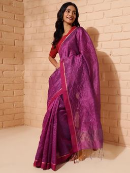 Fabindia - Pink Silk Woven Sari