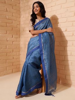 Fabindia - Blue Silk Woven Sari