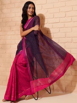Fabindia - Pink Silk Woven Sari