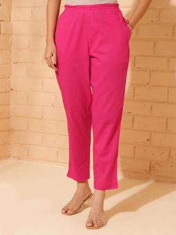 Fabindia - Pink Cotton Full Length Ethnic Pant