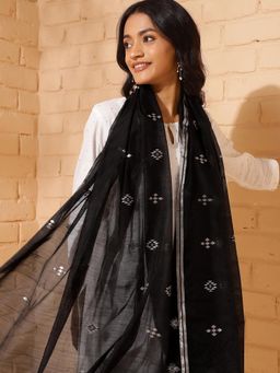 Fabindia - Black Cotton Silk Blend Dupatta