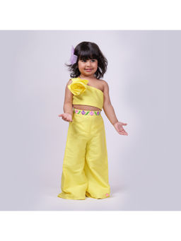PiccoRicco - Yellow One Shoulder Top with Pant (Set of 2)