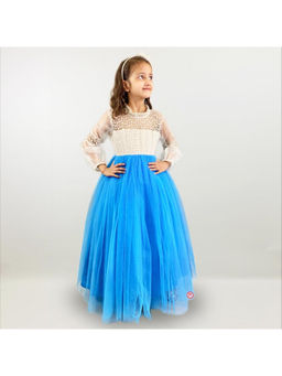 PiccoRicco - White & Blue Pricess Evening Dress