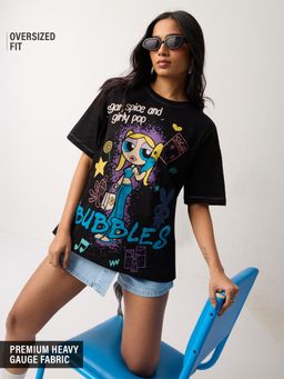 The Souled Store - Black Official Powerpuff Girls: Girly Pop Women Oversized T-shirt