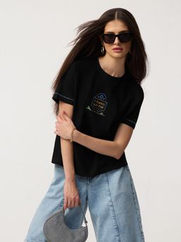 The Souled Store - Black Tss Originals: Turned Out Fine Women Relaxed Fit T-shirt