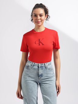 Calvin Klein - Red Logo Regular Fit Cotton T-shirt