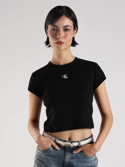 Calvin Klein - Black Solid Slim Fit Cotton T-shirt