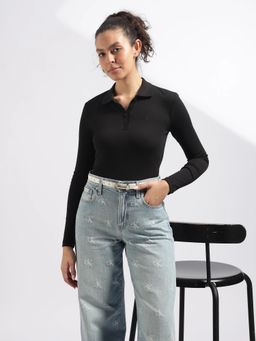 Calvin Klein - Black Solid Slim Fit Cotton Polo T-shirt