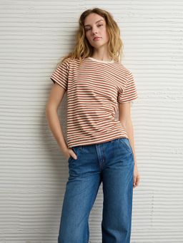 American Eagle - Brown Everyday Striped T-Shirt