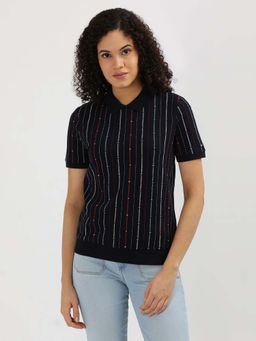Tommy Hilfiger - Womens Navy Blue Color Polo T-Shirt