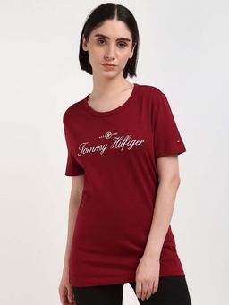 Tommy Hilfiger - Womens Maroon Color T-Shirt