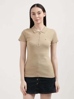 Tommy Hilfiger - Womens Beige Color Polo T-Shirt