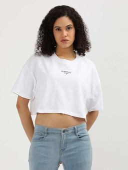 Tommy Hilfiger - Womens White Color Crop T-Shirt