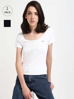 Tommy Hilfiger - Womens White Color T-Shirt (Pack of 2)
