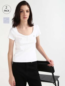 Tommy Hilfiger - Womens White Color T-Shirt (Pack of 2)