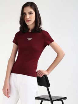 Tommy Hilfiger - Womens Wine Color T-Shirt