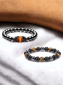 Jewels Galaxy - Men Round Natural Tigers Eye Bracelets
