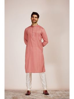 Manyavar - Coral Art Silk All Over Self Design Kurta (Set of 2)