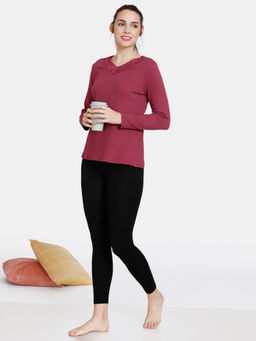 Zivame - Cozy Heathers Knit Top - Beet - Red