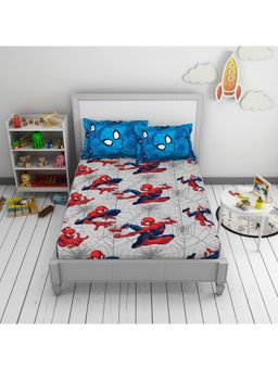 CORE Designed by SPACES - Spiderman Cotton Machine Washable Great Value Double Bedsheet- Blue