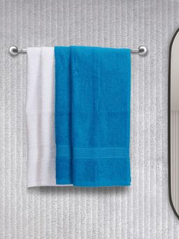 KOPA - Quick Dry 100% Cotton Soft Terry Towel -4Pc Hand Towel D'Ross Solid-Turq, White