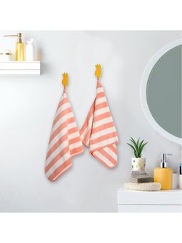 Voncasa - Von Casa Polyester Pink & White Hand Towel Set Of 2