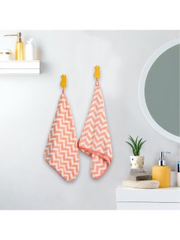 Voncasa - Von Casa Polyester Pink & White Hand Towel Set Of 2