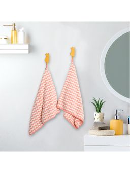 Voncasa - Von Casa Polyester Pink & White Hand Towel Set Of 2