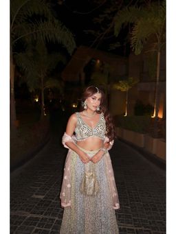 Twenty Nine - Women's Ivory Mirrorwork Blouse And Lehenga With Dupatta