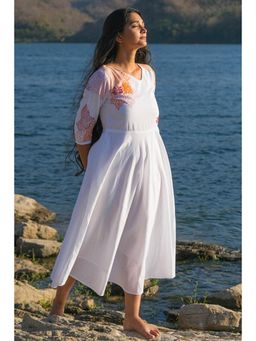 Okhai - Riverside' Pure Cotton Hand Embroidered Mirror Work Dress