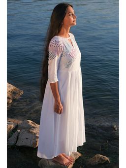 Okhai - Confluence' Pure Cotton Hand Embroidered Mirror Work Dress