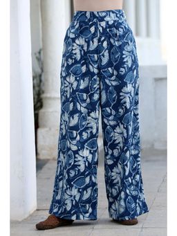 Okhai - Night Glory Hand block Printed Pure Cotton Indigo Pants