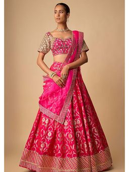 Neha Khullar - Raw Silk Hand Embroidered Pink Lehenga With Blouse And Dupatta
