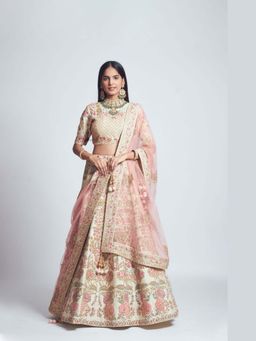Sheetal Batra - Parinaaz Daisy Ivory Zardozi Embroidered Lehenga with Blouse & Dupatta