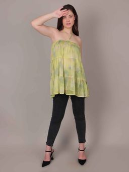IKI CHIC - Green Printed Flared Fit Top