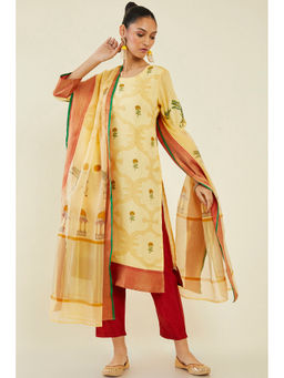 Soch - Women Yellow Modal Printed Suit (Set of 3)