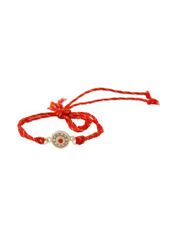 Estele - Gold Plated Sacred Circle Designer Rakhi with Austrian Crystals & Silk Thread
