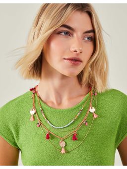 Accessorize London - Women Multi Coin Tassel Layered Necklace