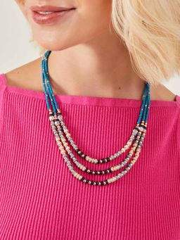 Accessorize London - Women Blue Layered Disc Necklace