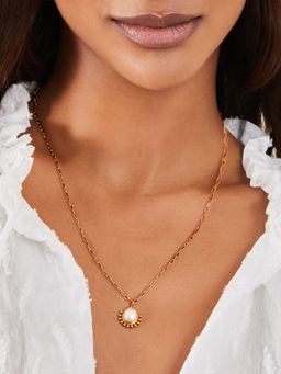 Accessorize London - Women 14K Gold Plated Bobble Pear Pearl Pendant Necklace