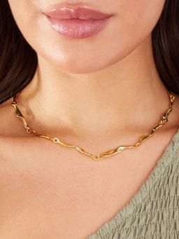 Accessorize London - Women 14K Gold Plated Molten Station Necklace