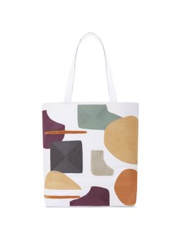 MasQ - Womens Embroidered White Tote Bag