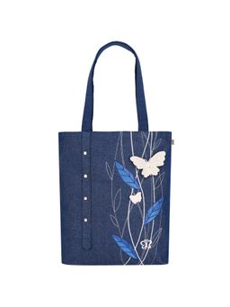 MasQ - Womens Embroidered Navy Blue Tote Bag
