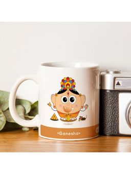 Indigifts - Diwali Gift Be Like Ganesha Printed Orange Coffee Mug 330 Ml