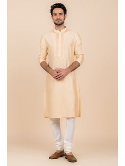 TASVA - Beige Embroidered Mandarin Neck Thread Work Kurta with Churidar