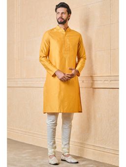 TASVA - Gold Embroidered Mandarin Neck Thread Work Kurta with Churidar