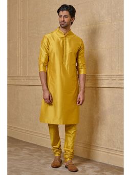 TASVA - Gold Embroidered Mandarin Neck Thread Work Kurta with Churidar