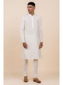 TASVA - Ivory Embroidered Mandarin Neck Thread Work Kurta with Churidar