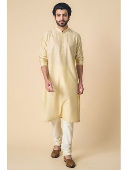 TASVA - Gold Embroidered Mandarin Neck Thread Work Kurta with Churidar